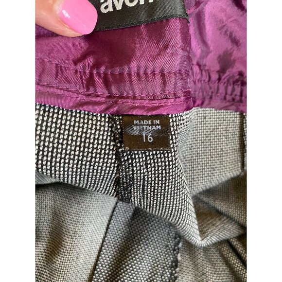 Avenue Black Career Mini-Check Unlined Dress Cuffed Pants Office core Size 16 - Picture 4 of 10